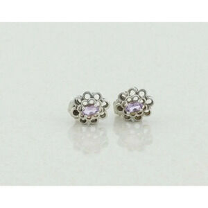 Sterling Silver Purple Amethyst Flower Earrings Stud Post Earrings